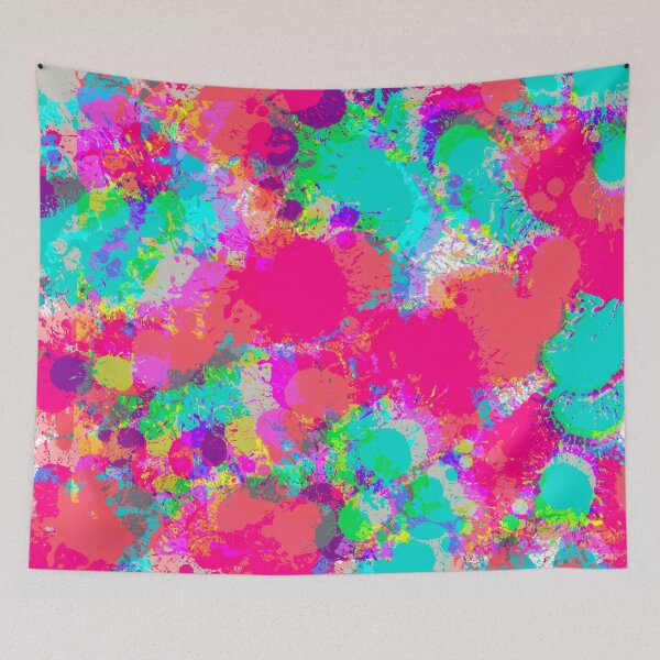 Item preview, Multicolor and Neon Pink and Neon Blue, Splashes of Paint Pattern Design designed and sold by theprintedclub.
