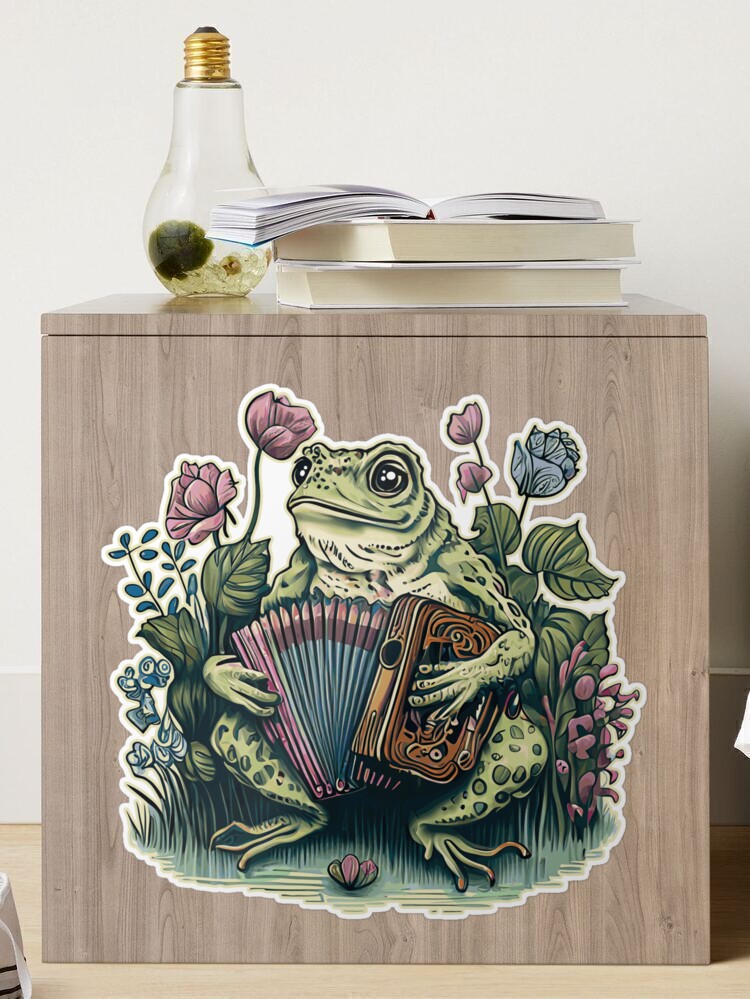 Cottagecore Frog Playing Accordion, Cottagecore Aesthetics, Frog Lover  Sticker for Sale by Bunkis1st