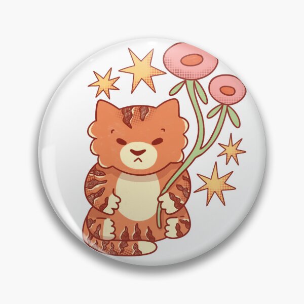 Item preview, Cute kawaii little baby tiger holding flowers retro inspired illustration designed and sold by Ellie Ball.