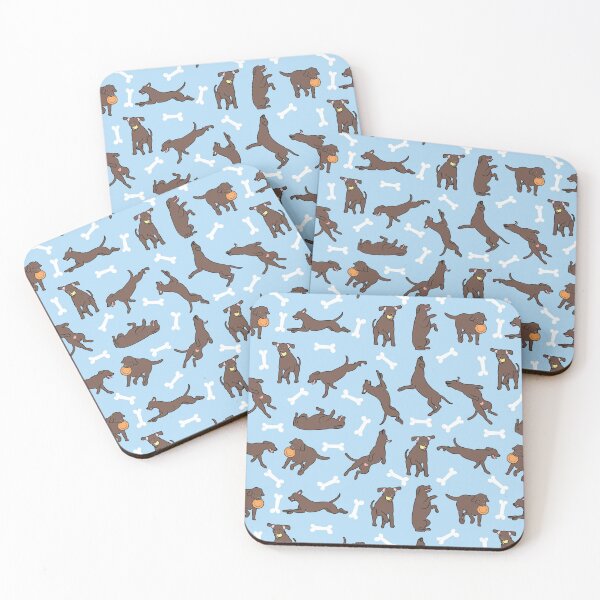 Item preview, Playing Chocolate Lab Labrador Retriever - Blue Background designed and sold by Lulupainting.