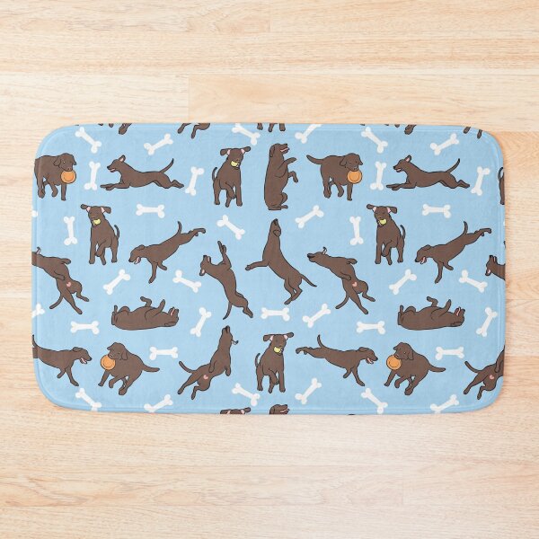 Item preview, Playing Chocolate Lab Labrador Retriever - Blue Background designed and sold by Lulupainting.