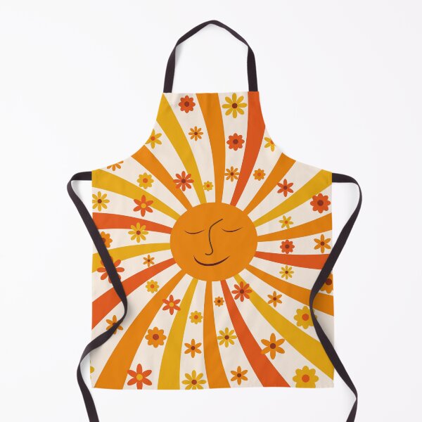 Item preview, Retro Groovy Smiling Sun with hippie flowers designed and sold by Yasminepatterns .