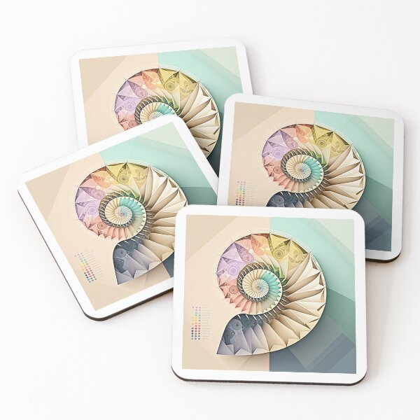 Item preview, Coral Sacred Fibonacci Style Spiral Infographic Abstract  designed and sold by RAGANADesign.