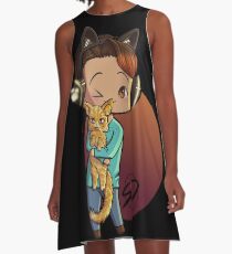 Markimoo - Anime Chibi Katzenmann A-Linien Kleid