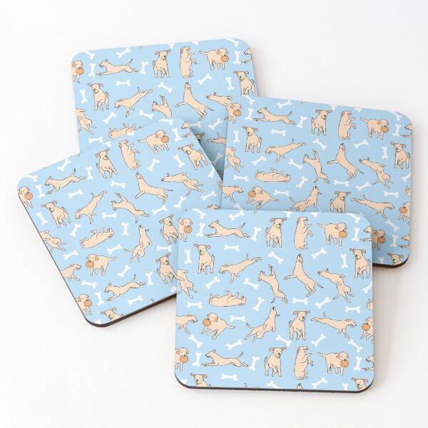 Item preview, Playing Light Yellow Lab Labrador Retriever - Blue Background designed and sold by Lulupainting.