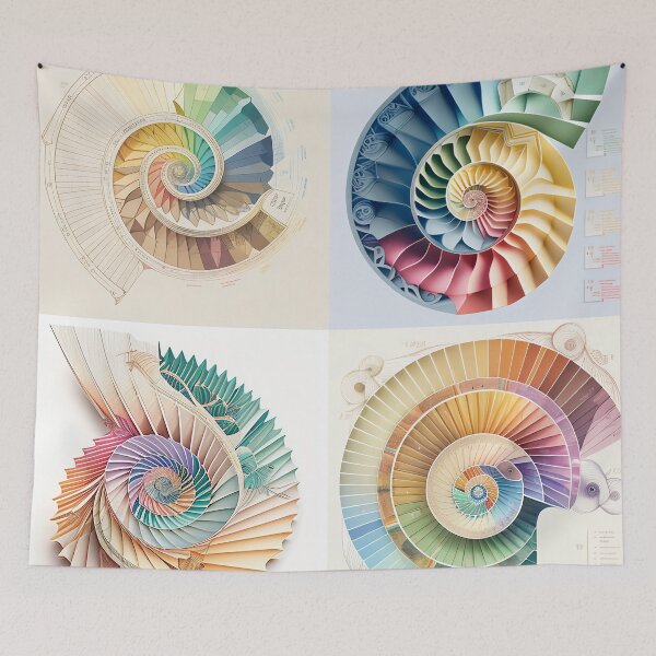 Item preview, Coral Collage Sacred Fibonacci Style Spiral Infographic Abstract  designed and sold by RAGANADesign.