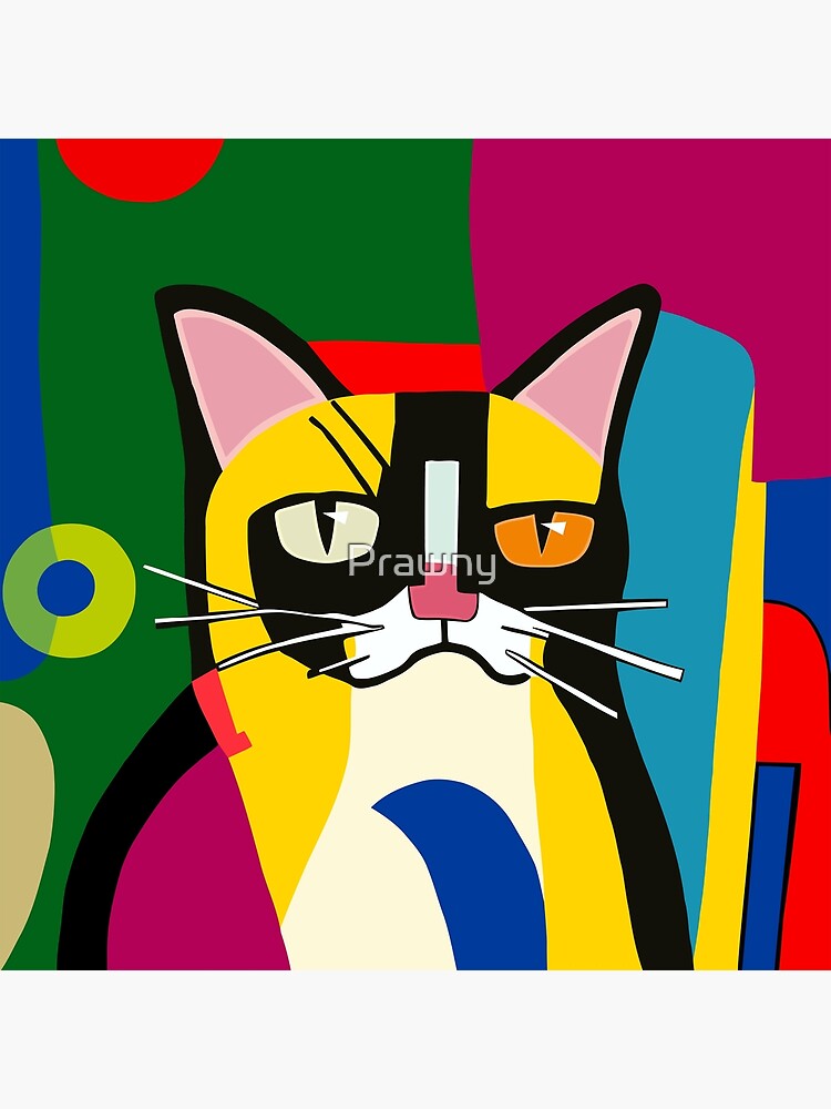 Cat Posters - Cubism Colorful Cute Cats - Poster Printing - Wall Art Print  for Home Office Decor - Colorful Cat 16-12X12 inches