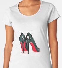Camiseta premium de cuello ancho Me encanta Red Bottom Heels! Tacones Louboutin