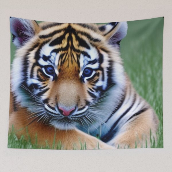 Item preview, Tiger cub on the grass digital portrait   designed and sold by HofTao.
