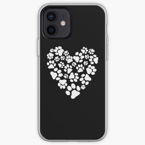Dog Paw Prints Heart iPhone Soft Case