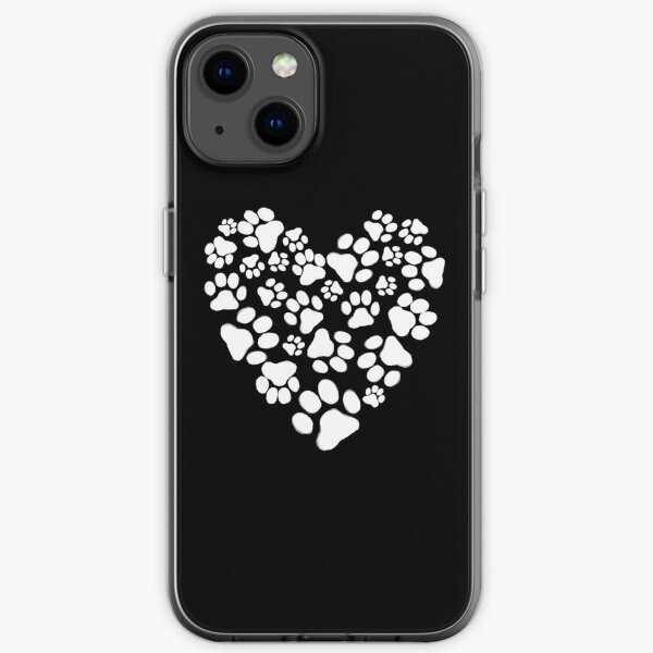 Dog Paw Prints Heart iPhone Soft Case