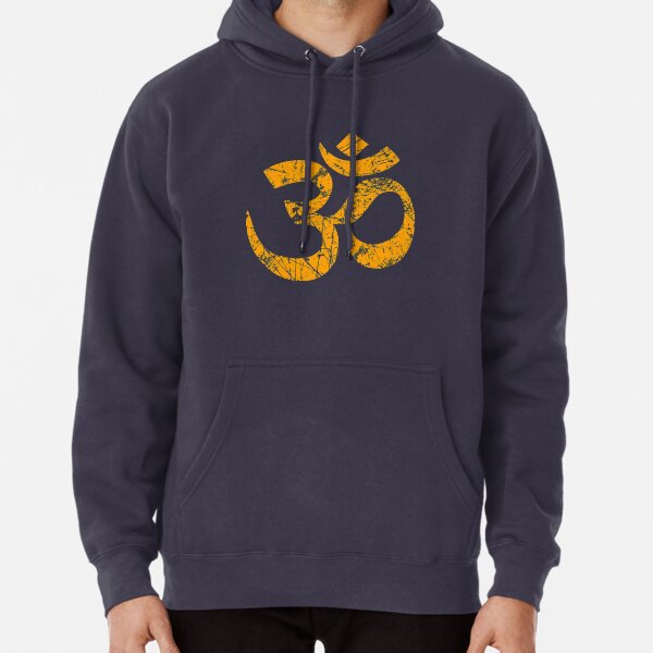 OM Yoga Spiritual Symbol in Distressed Style Pullover Hoodie