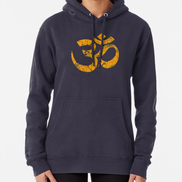 OM Yoga Spiritual Symbol in Distressed Style Pullover Hoodie