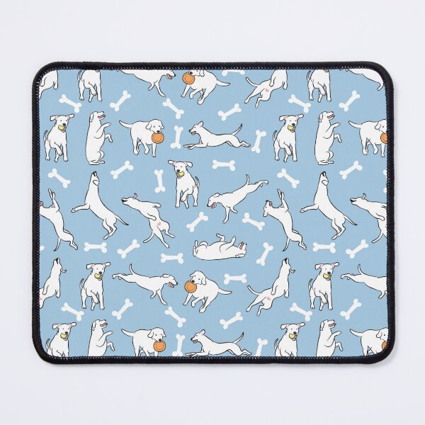 Item preview, Playing White Lab Labrador Retriever - Blue Background 2 designed and sold by Lulupainting.