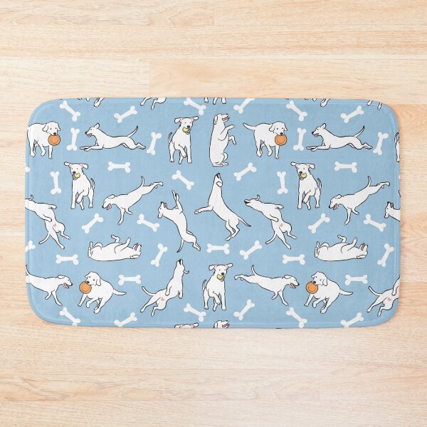 Item preview, Playing White Lab Labrador Retriever - Blue Background 2 designed and sold by Lulupainting.