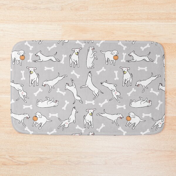 Item preview, Playing White Lab Labrador Retriever - Gray Background 2 designed and sold by Lulupainting.