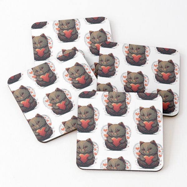 Item preview, valentines day kitten, cute cat illustration with red heart, Meowentines Day designed and sold by Binatoo.