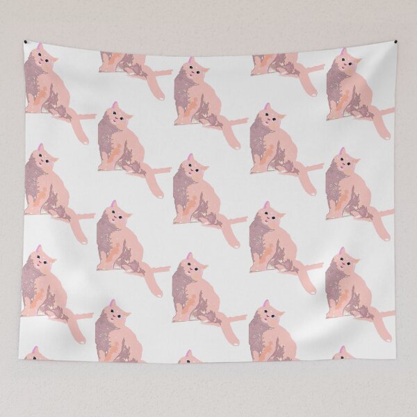 Item preview, pink beige cat on a branch art print designed and sold by Nnone.