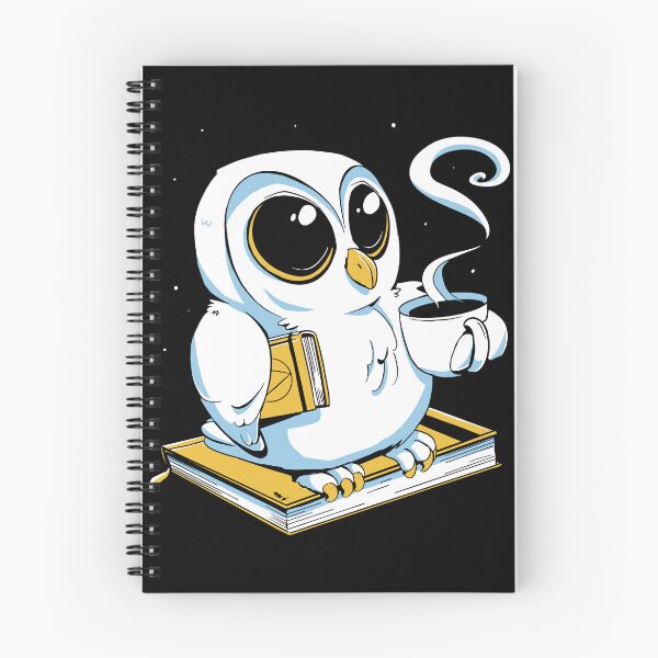 Aperçu de l'œuvre Un hibou avec un livre et une tasse de café créée et vendue par FineArc.