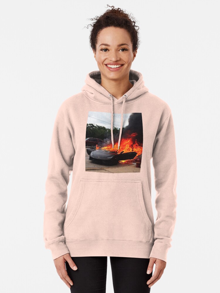 Black Lamborghini on fire Pullover Hoodie by maison-classy