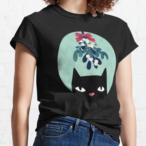 Mistletoe? (Black Cat) Classic T-Shirt