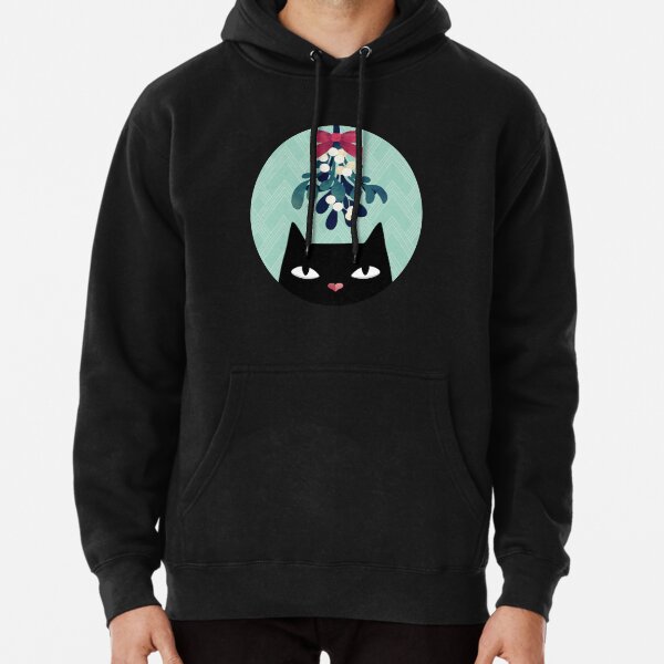 Mistletoe? (Black Cat) Pullover Hoodie