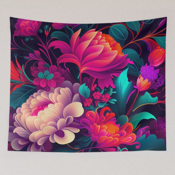 Item preview, Dynamic Bright Floral Pattern Digital Painting designed and sold by CodeAndColors.