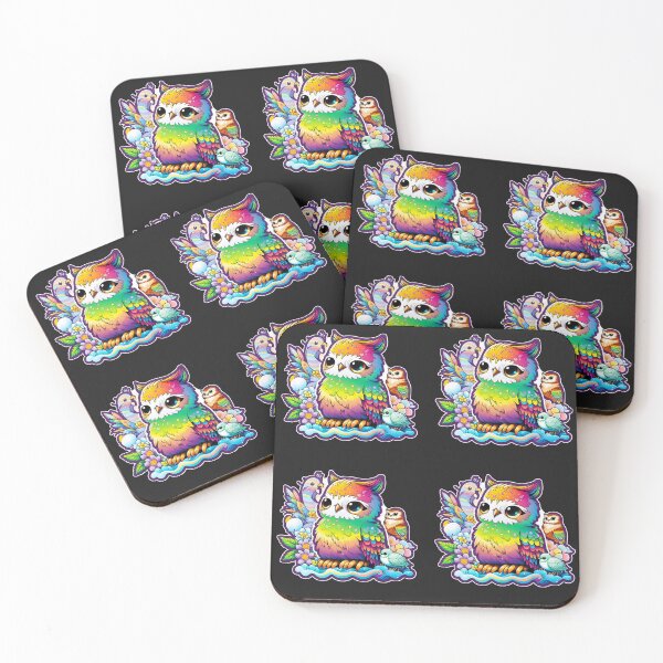 Item preview, Cute rainbow owl with friends designed and sold by Black-Glove.