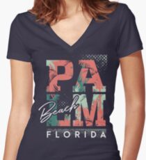 Palm Beach - Florida Tailliertes T-Shirt mit V-Ausschnitt