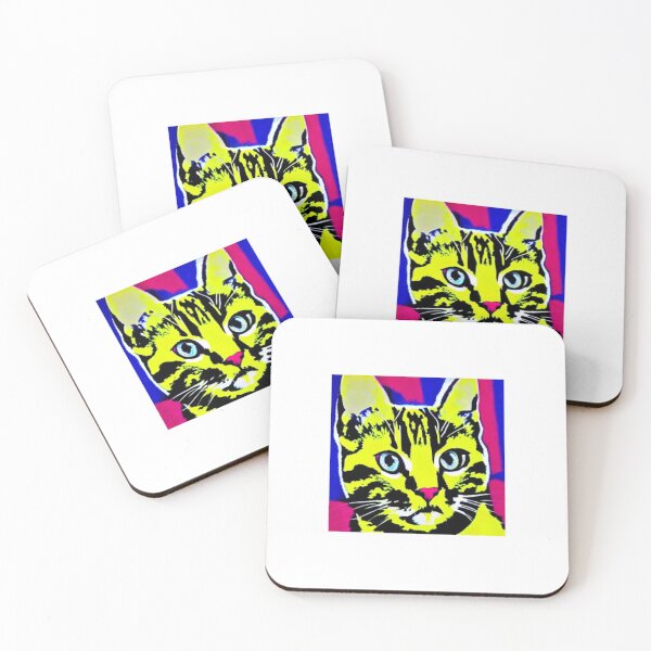 Item preview, Colourful Pop Art Cat Portrait | Original artwork in the style of Andy Wahrol's iconic "Marilyn's Diptych" screenpainting artwork  designed and sold by ArtworkbyEmmy.