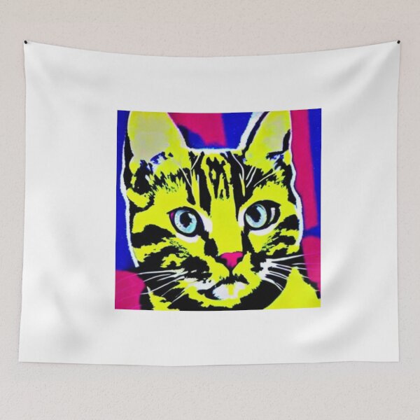 Item preview, Colourful Pop Art Cat Portrait | Original artwork in the style of Andy Wahrol's iconic "Marilyn's Diptych" screenpainting artwork  designed and sold by ArtworkbyEmmy.
