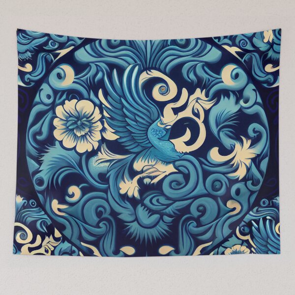 Item preview, Blue Smooth Anime Traditional Pattern Digital Painting designed and sold by CodeAndColors.