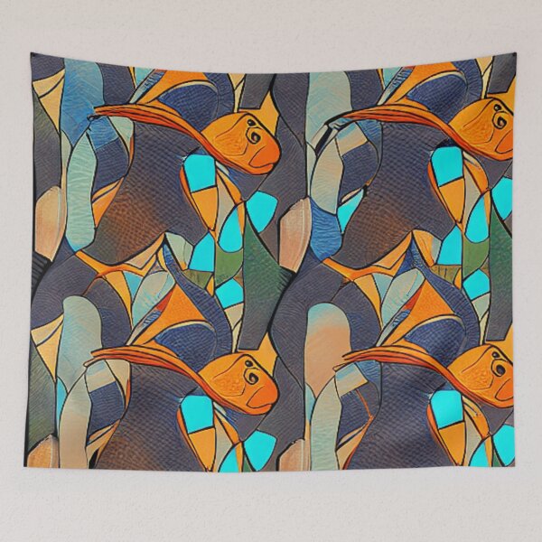 Item preview, Fish And Birds Art Deco Tessellation  designed and sold by skolfid brows ⭐⭐⭐⭐⭐ (5.0).