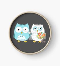 Owls Wedding Bride and Groom Clock