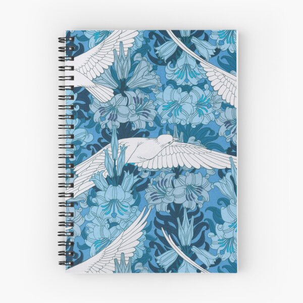 Item preview, Maurice Pillard Verneuil -White Doves and Lily Flowers in Blue designed and sold by tomorrowsart.
