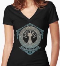 YGGDRASIL.TREE OF LIFE. Women's Fitted V-Neck T-Shirt