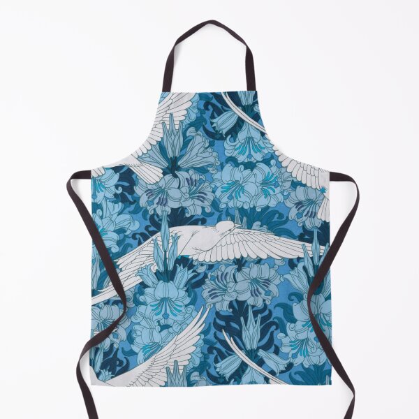 Item preview, Maurice Pillard Verneuil -White Doves and Lily Flowers in Blue designed and sold by tomorrowsart.