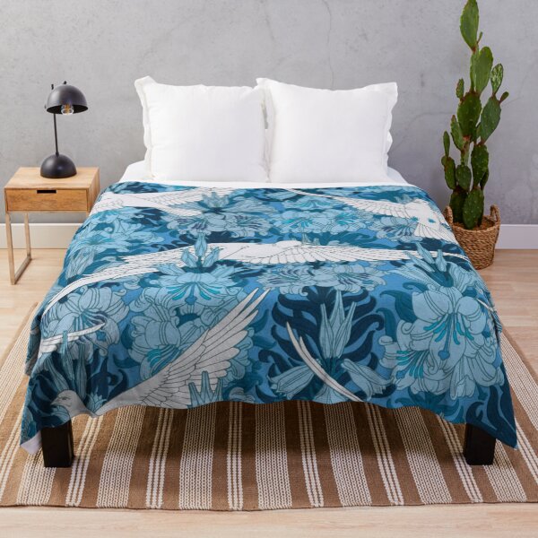 Item preview, Maurice Pillard Verneuil -White Doves and Lily Flowers in Blue designed and sold by tomorrowsart.