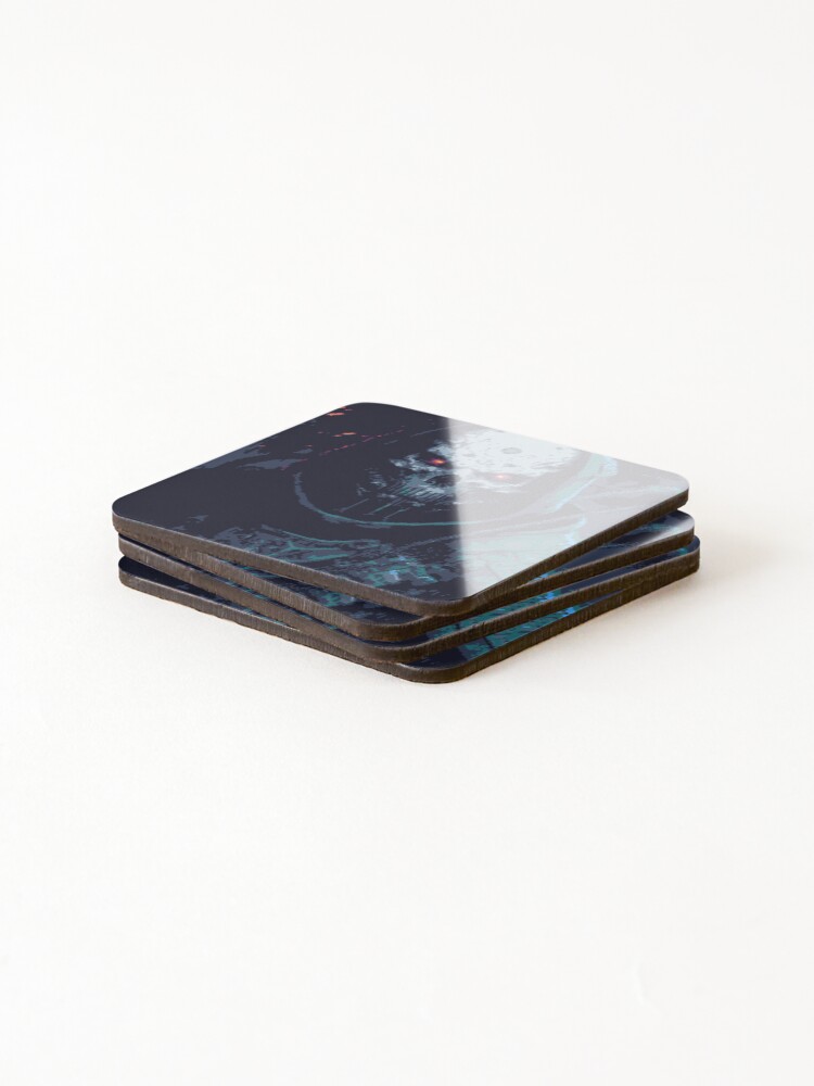Thumbnail 4 of 5, Coasters (Set of 4), Cyborg tech skull witch designed and sold by ARTificialTees.
