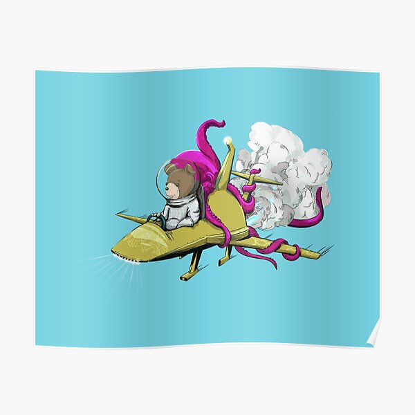 Teddy bear in the rocket Poster
