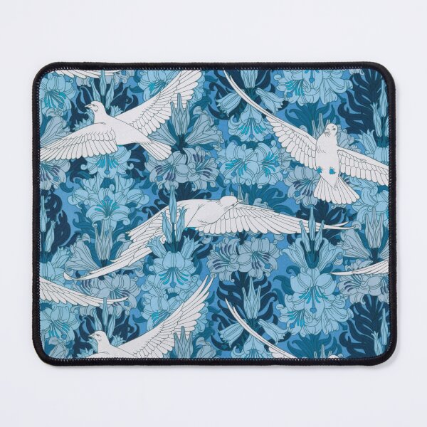 Item preview, Maurice Pillard Verneuil -White Doves and Lily Flowers in Blue designed and sold by tomorrowsart.