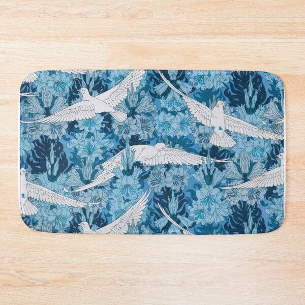Item preview, Maurice Pillard Verneuil -White Doves and Lily Flowers in Blue designed and sold by tomorrowsart.