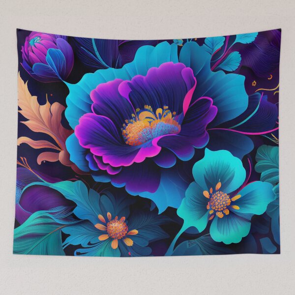 Artikelvorschau, Dynamic Bright Floral Pattern Digital Painting entworfen und verkauft von CodeAndColors.
