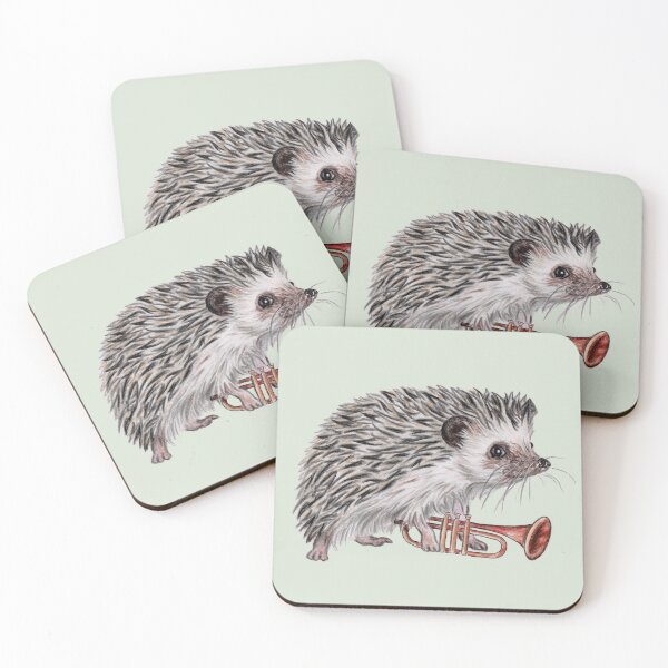 Item preview, Hedgehog trumpet player designed and sold by Katerina Makarova.
