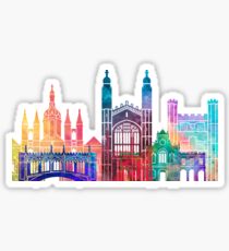 Cambridge landmarks watercolor poster Sticker