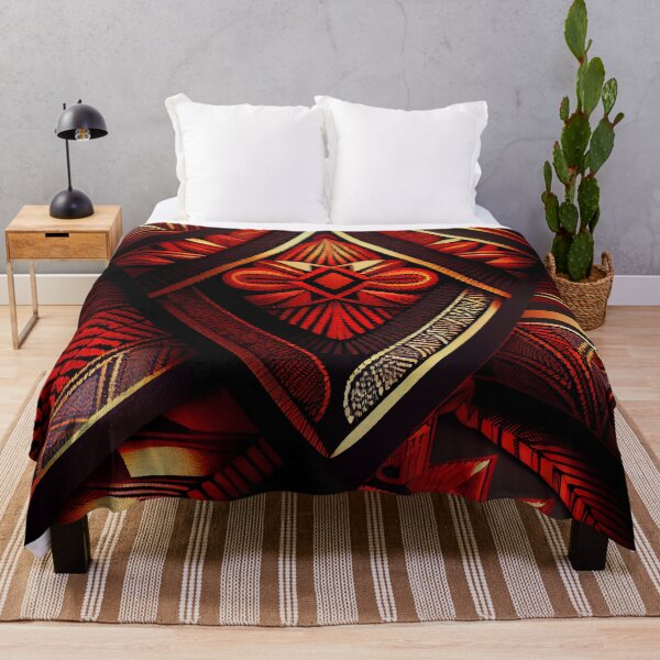 Artikelvorschau, Red African Pattern Digital Painting entworfen und verkauft von CodeAndColors.