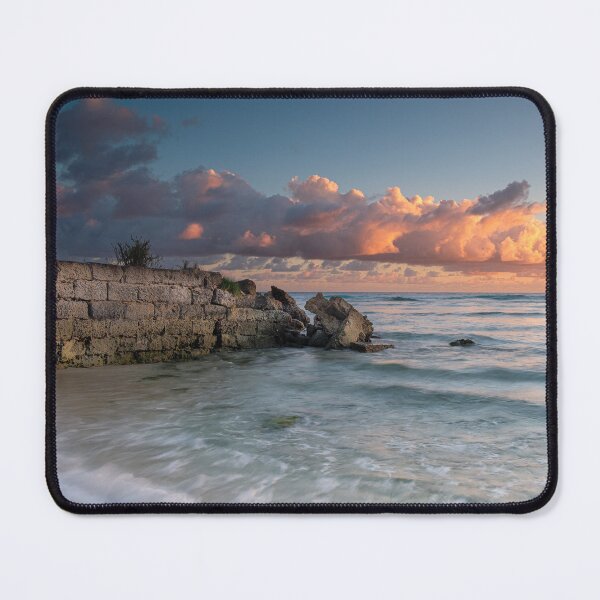 Item preview, Sunset in Barbados - pink clouds and stone wall designed and sold by VadimK.