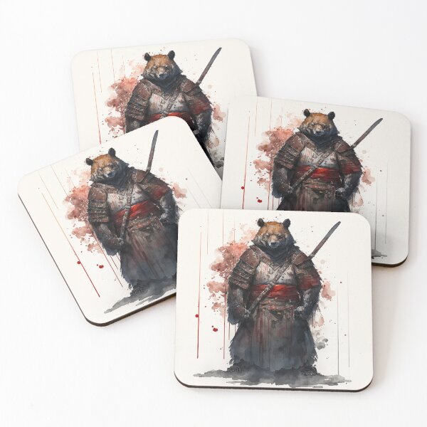 Item preview, Bear as Japanese Samurai - sumi-e painting designed and sold by MaitionDesigns.