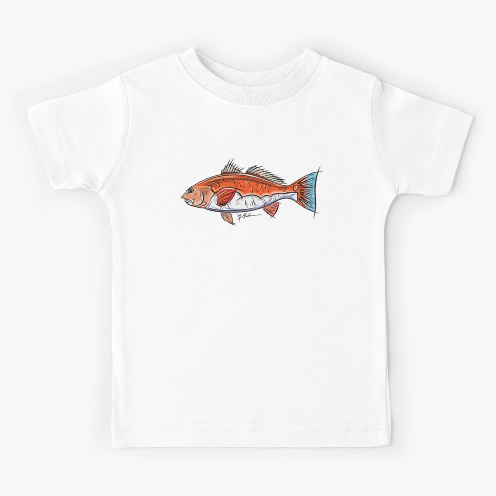 Red Fish Fishing Kids T-Shirt for Sale by Michael Garber