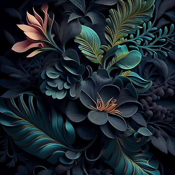 Artwork thumbnail, Three Dimensional Dramatic Tropical Pattern Digital Painting by CodeAndColors